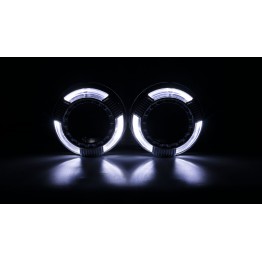 Маска декоративна для автомобільних фар DriveX MS A-101 3.0" Silver White+Yellow з вбудованою підсвіткою