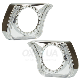 Маска декоративна для автомобільних фар DriveX MS A-102 3.0" Silver White+Yellow з вбудованою підсвіткою