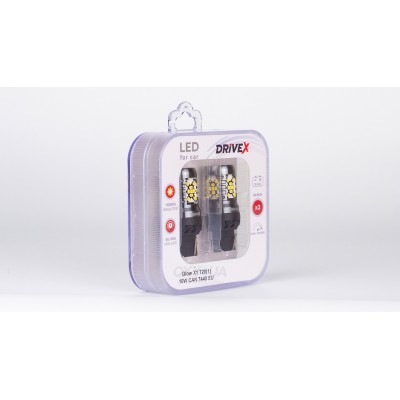 Світлодіоди в габаритні вогні. Підсвітку номера та салона DriveX Glow X1 T20(1) 12-24V 10W CAN 1200Lm 7440/W21W base-16mm EU к-т.