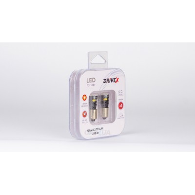 Світлодіоди в габаритні вогні. Підсвітку номера та салона DriveX Glow X1 T8 12-24V CAN 300Lm BA9S/T4W d-9mm к-т.