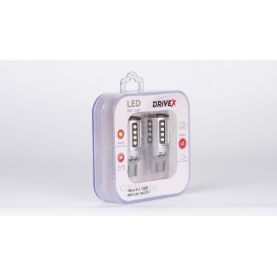 Світлодіоди в габаритні вогні. Підсвітку номера та салона DriveX Glow UL1 T20(2) 9-48V 30W CAN 2600Lm 7443/W21/5W base-16mm EU к-т.