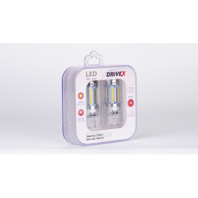 Світлодіоди в габаритні вогні. Підсвітку номера та салона DriveX Glow UL2 T20(1) 12V 15W CAN 2600Lm 7440/W21W base-16mm EU к-т.