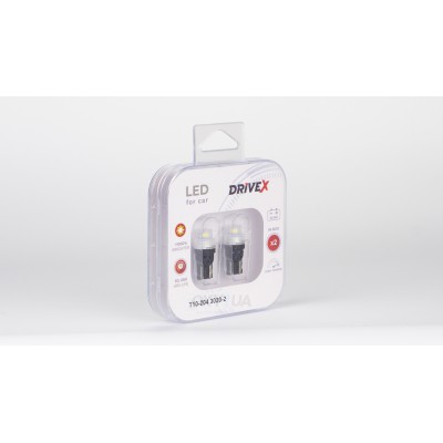 Світлодіоди в габаритні вогні. Підсвітку номера та салона DriveX T10-204 3020-2 9-48V W5W base-10mm к-т.