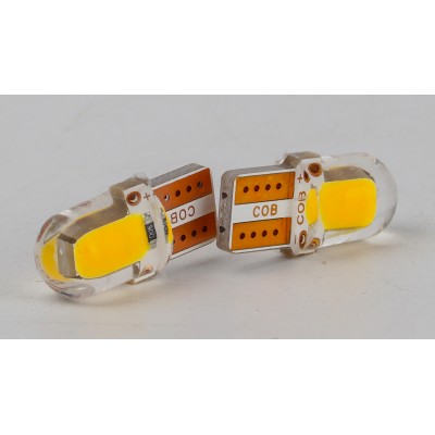Світлодіоди в габаритні вогні. підсвітку номера та в салон  DriveX T10-218 Yellow 12V 0.3W 15Lm W5W base-10mm C