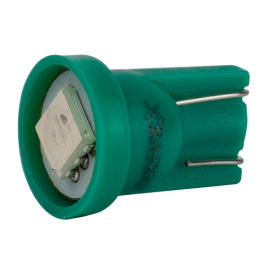 Світлодіоди в габаритні вогні. підсвітку номера та в салон T10-244 Green 12V 0.3W 12Lm W5W base-10mm C