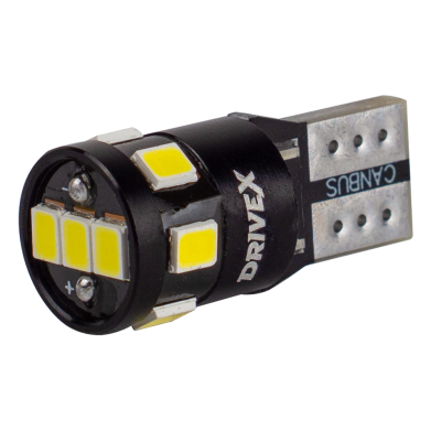 Світлодіоди в габаритні вогні. підсвітку номера та в салон  DriveX T10-255 12V 2W 130Lm W5W base-10mm B