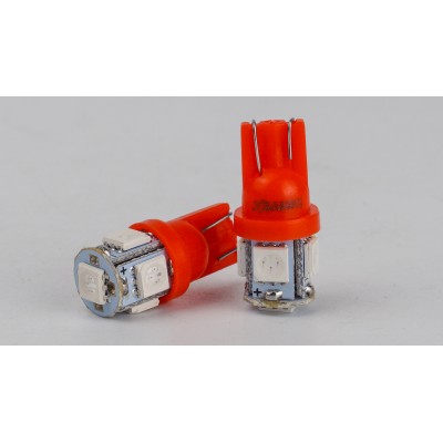 Світлодіоди в габаритні вогні. підсвітку номера та в салон  DriveX T10-265 Red 12V 0.7W 1Lm W5W base-10mm C