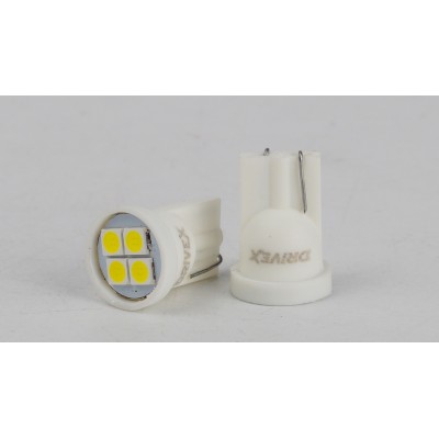 Світлодіоди в габаритні вогні. підсвітку номера та в салон  DriveX T10-266 12V 0.8W 120Lm W5W base-10mm C