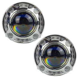 Маска декоративна для автомобільних фар DriveX MS A-106 3.0" Silver White+Yellow з вбудованою підсвіткою