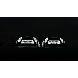 Маска декоративна для автомобільних фар DriveX MS A-106 3.0" Silver White+Yellow з вбудованою підсвіткою