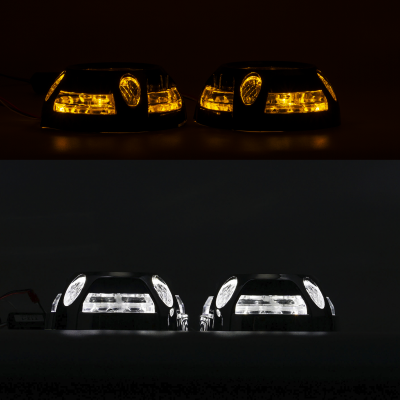 Маска декоративна для автомобільних фар DriveX MS A-106 3.0" Silver White+Yellow з вбудованою підсвіткою