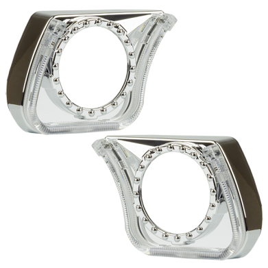 Маска декоративна для автомобільних фар DriveX MS A-102 3.0" Silver White+Yellow з вбудованою підсвіткою